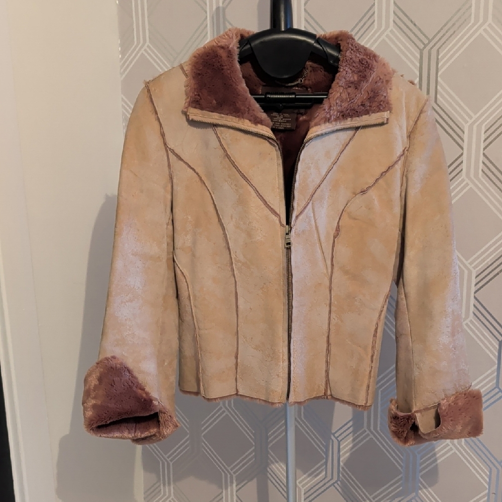 Guess Cream and Brown Teddy Jacket